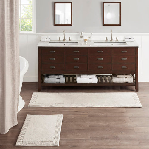 100% Cotton Tufted 3000 Gsm Reversible Bath Rug Natural 21X34"