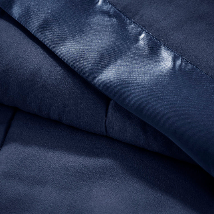 Lightweight Down Alternative Blanket With Satin Trim Navy Full Queen