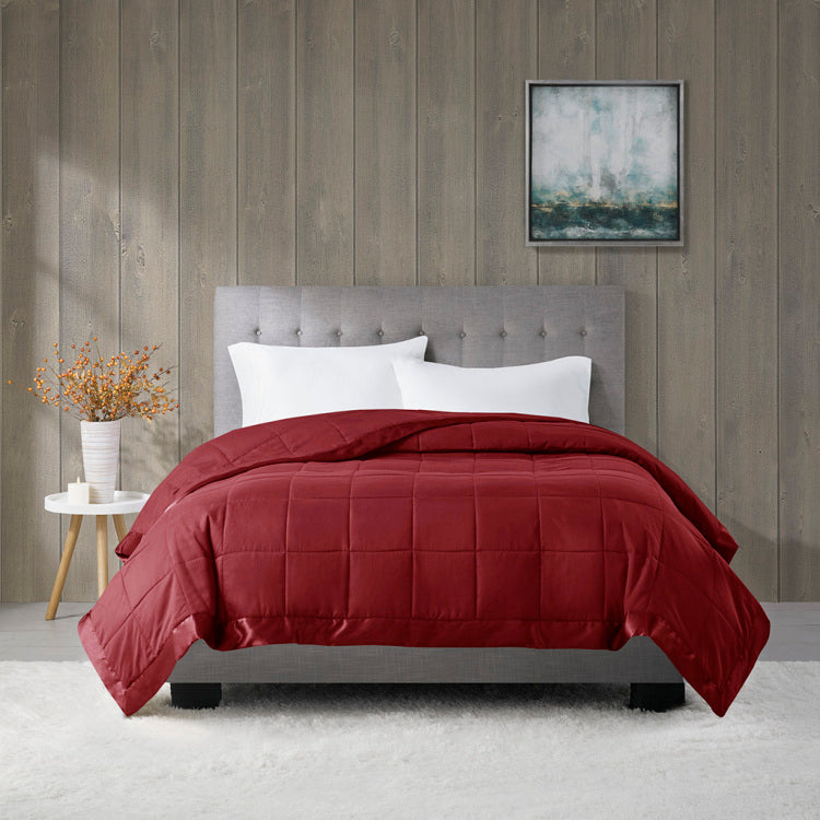 Lightweight Down Alternative Blanket With Satin Trim Burgundy King