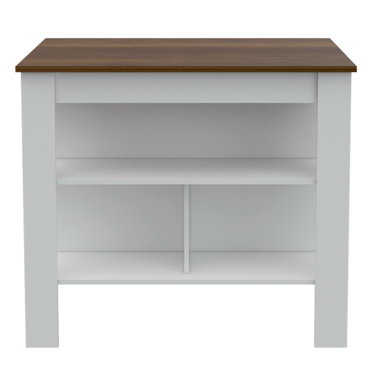 Hayne 9 Shelf 2 Door 2 Piece Kitchen Set, Kitchen Island And Pantry White And Walnut
