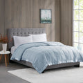 Lightweight Down Alternative Blanket With Satin Trim Blue King