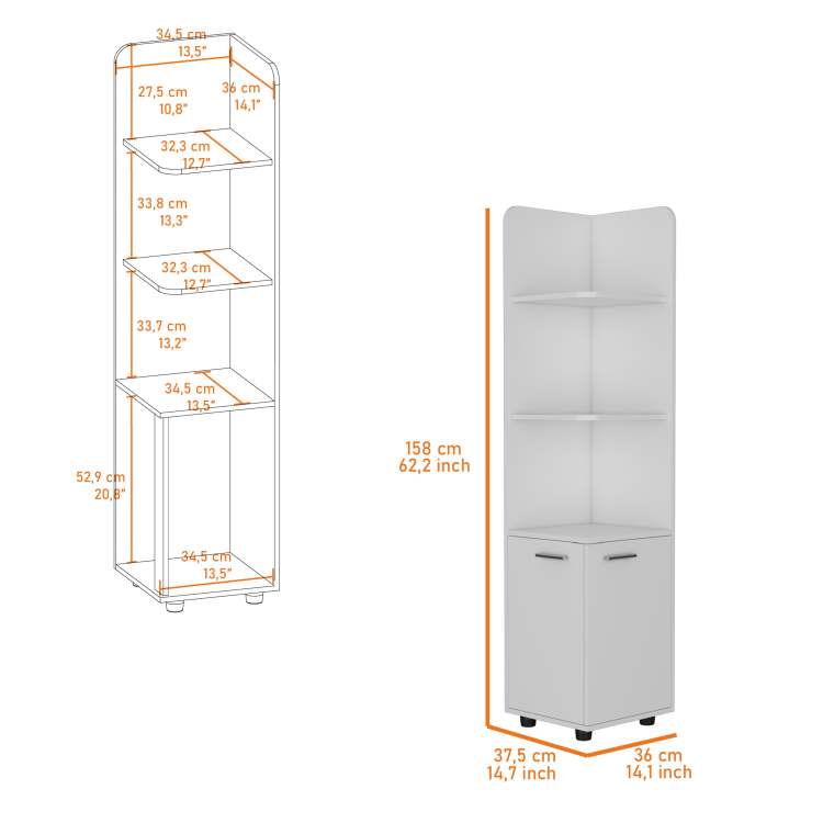 Klay 2 Door 4 Shelf Tall Storage Cabinet White