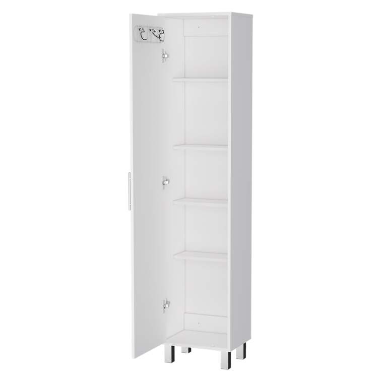 Andrews 1 Door 5 Shelf Tall Storage Cabinet White
