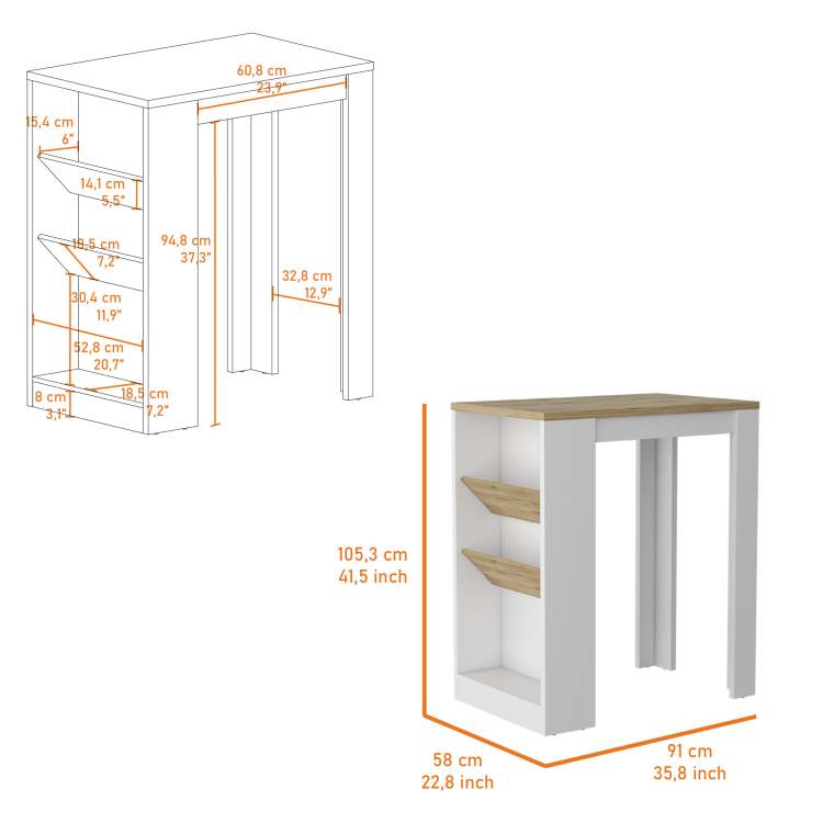 Desoto Wine Storage Pedestal Kitchen Island White And Macadamia