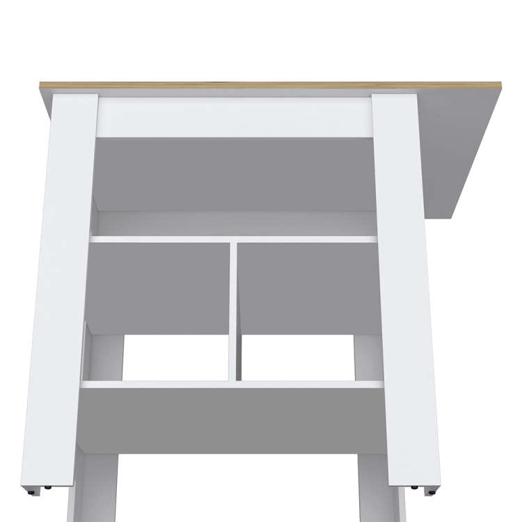 Adeline 3 Shelf Kitchen Island White And Macadamia