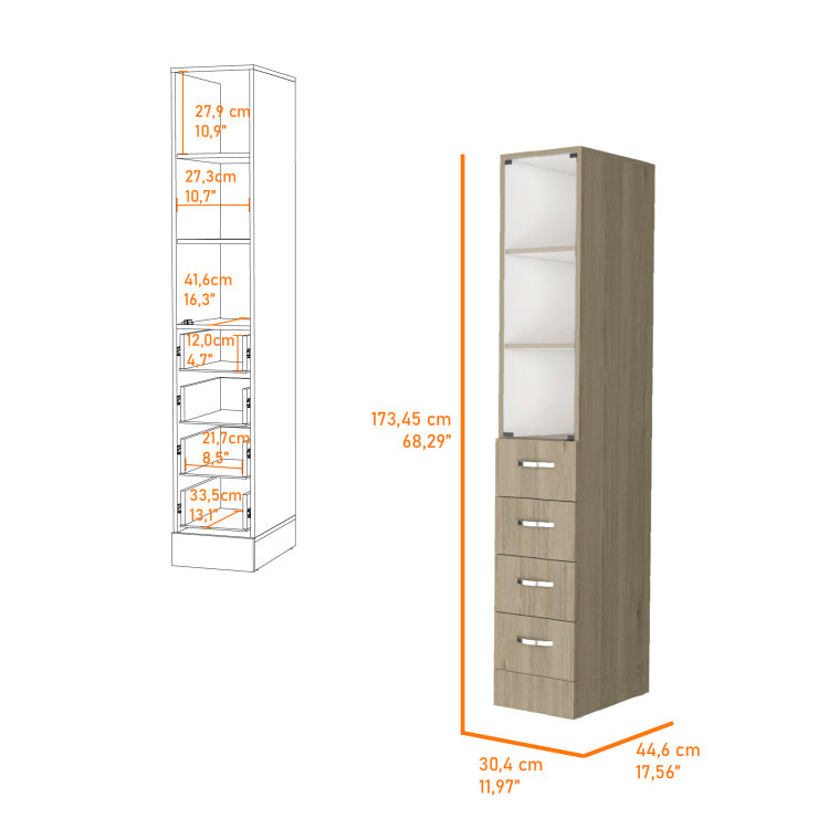 Althorn 4 Drawer 3 Shelf Linen Cabinet Light Pine