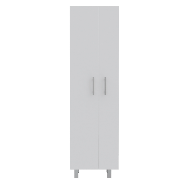 Hayne 9 Shelf 2 Door 2 Piece Kitchen Set, Kitchen Island And Pantry White And Walnut