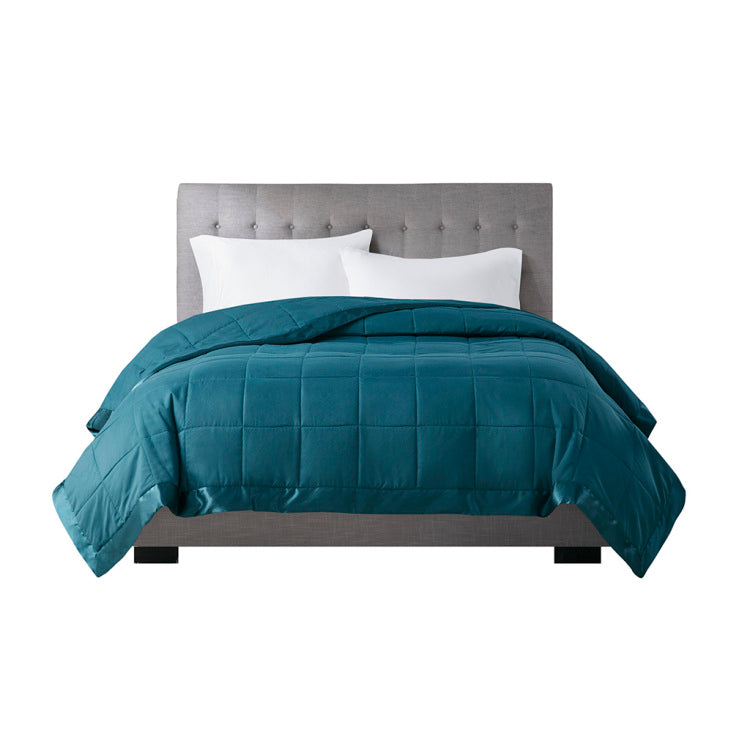 Lightweight Down Alternative Blanket With Satin Trim Teal Twin