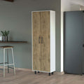 Fagan 2 Door 5 Shelf Kitchen Pantry White And Macadamia