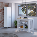 Hayne 9 Shelf 2 Door 2 Piece Kitchen Set, Kitchen Island And Pantry White And Light Oak