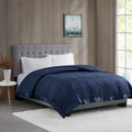 Lightweight Down Alternative Blanket With Satin Trim Navy Full Queen
