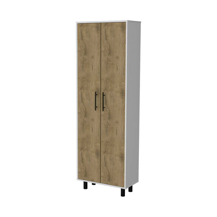 Fagan 2 Door 5 Shelf Kitchen Pantry White And Macadamia
