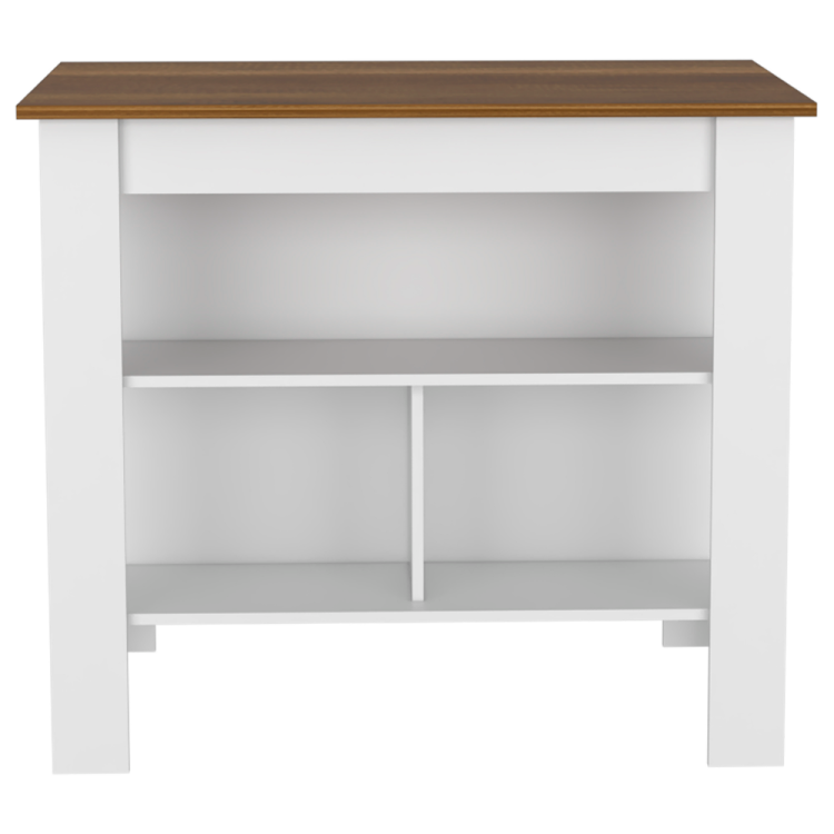Sierra 7 Shelf 4 Door 2 Piece Kitchen Set, Upper Wall Cabinet And Kitchen Island White And Walnut