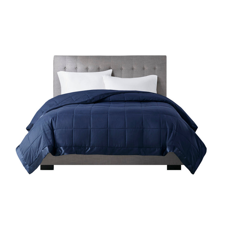Lightweight Down Alternative Blanket With Satin Trim Navy Full Queen