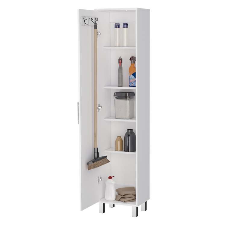 Andrews 1 Door 5 Shelf Tall Storage Cabinet White