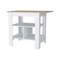 Adeline 3 Shelf Kitchen Island White And Macadamia