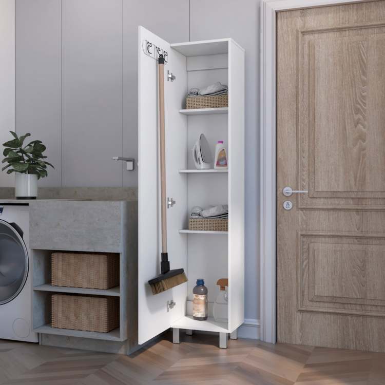 Stephan 1 Door 4 Shelf Tall Storage Cabinet White