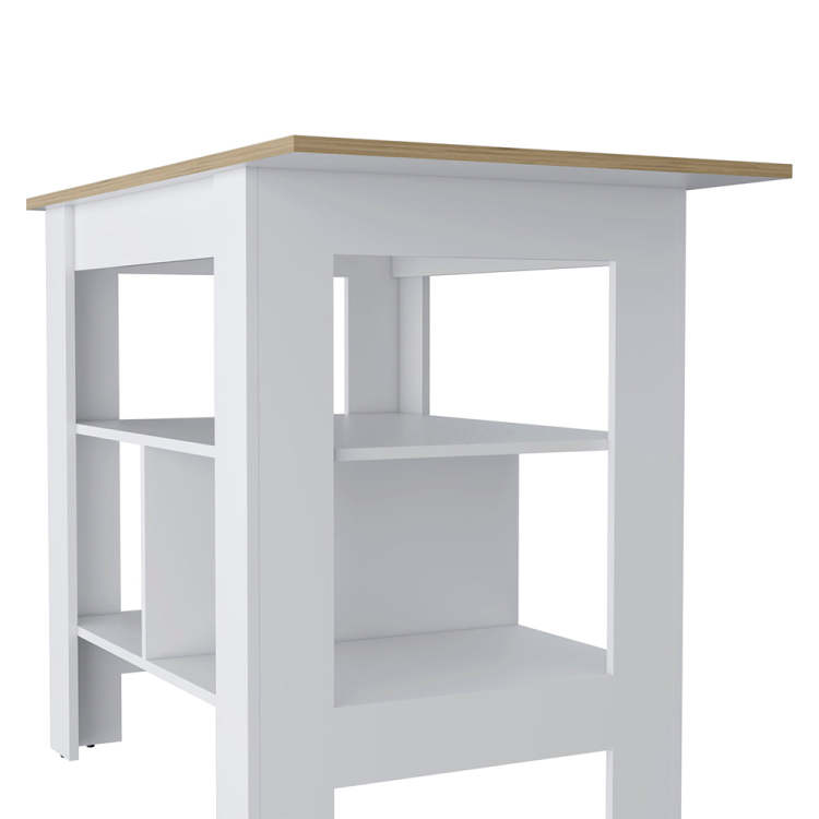 Adeline 3 Shelf Kitchen Island White And Macadamia