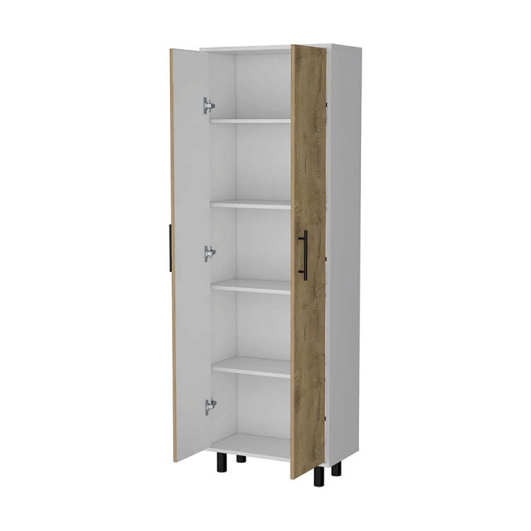 Fagan 2 Door 5 Shelf Kitchen Pantry White And Macadamia