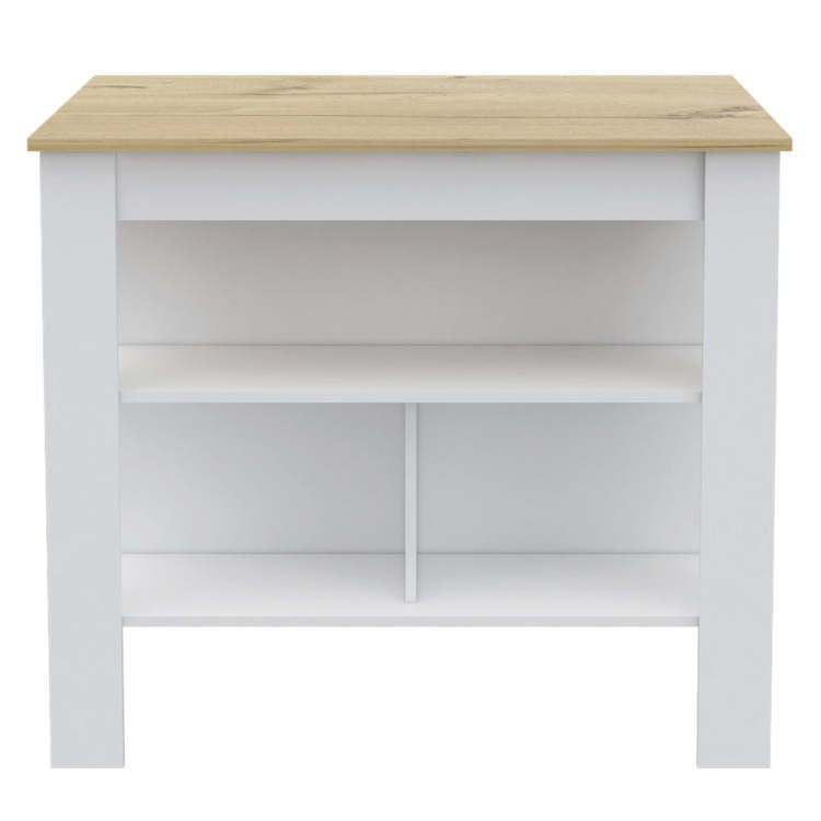 Burlingame 5 Shelf 4 Door 2 Piece Kitchen Set, Kitchen Island And Upper Wall Cabinet White And Light Oak