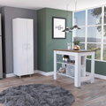 Hayne 9 Shelf 2 Door 2 Piece Kitchen Set, Kitchen Island And Pantry White And Walnut
