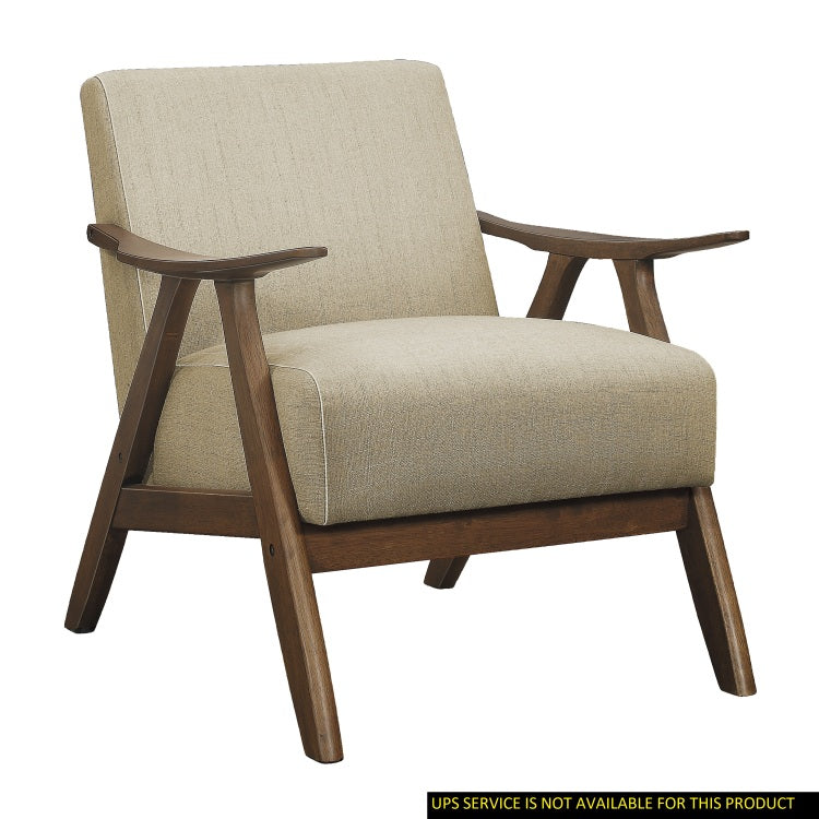 Modern Home Furniture Light Brown Fabric Upholstered 1Pc Accent Chair Walnut Finish Wood Cushion Back And Seat Furniture