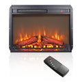 23 Inch Electric Fireplace Insert, Ultra Thin Heater With Log Set & Realistic Flame, Remote Control With Timer, Overheating Protection
