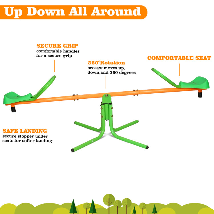 360 Degree Rotation Outdoor Kids Spinning Seesaw Sit And Spin Teeter Totter Outdoor Playground Equipment Swivel Teeter Totter For Backyard