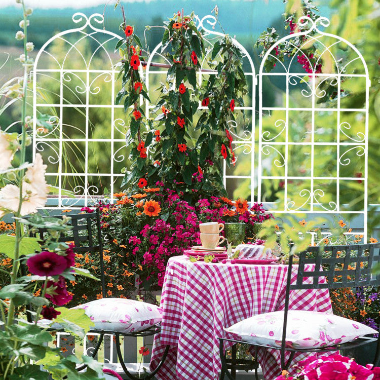 2 Pack Metal Garden Trellis 86.7" X 19.7" Rustproof Trellis For Climbing Plants Outdoor Flower Support Cream White
