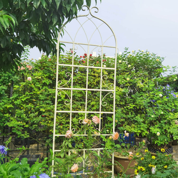 2 Pack Metal Garden Trellis 86.7" X 19.7" Rustproof Trellis For Climbing Plants Outdoor Flower Support Cream White