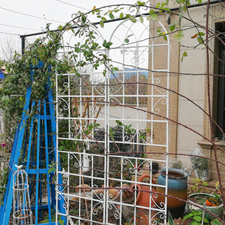 2 Pack Metal Garden Trellis 86.7" X 19.7" Rustproof Trellis For Climbing Plants Outdoor Flower Support Cream White