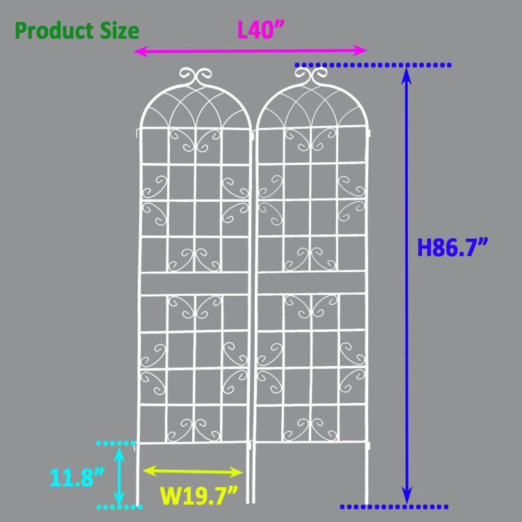 2 Pack Metal Garden Trellis 86.7" X 19.7" Rustproof Trellis For Climbing Plants Outdoor Flower Support Cream White