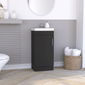 Madrid Bathroom Vanity Sink, Metal Handle, Single Door Cabinet Black