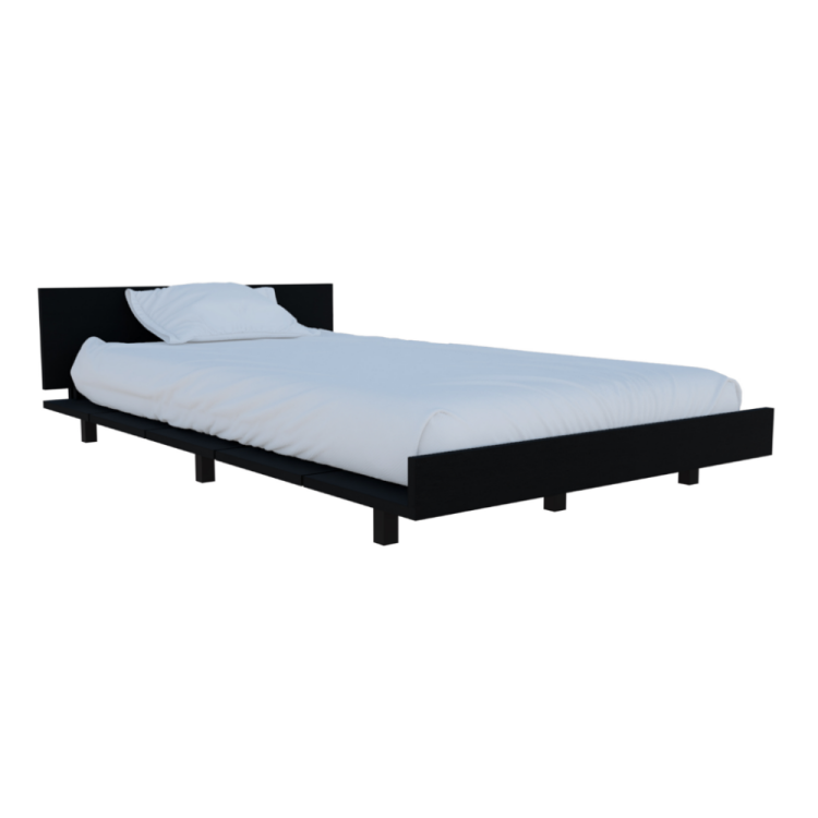 Kaia Twin Bed Base, Headboard Black