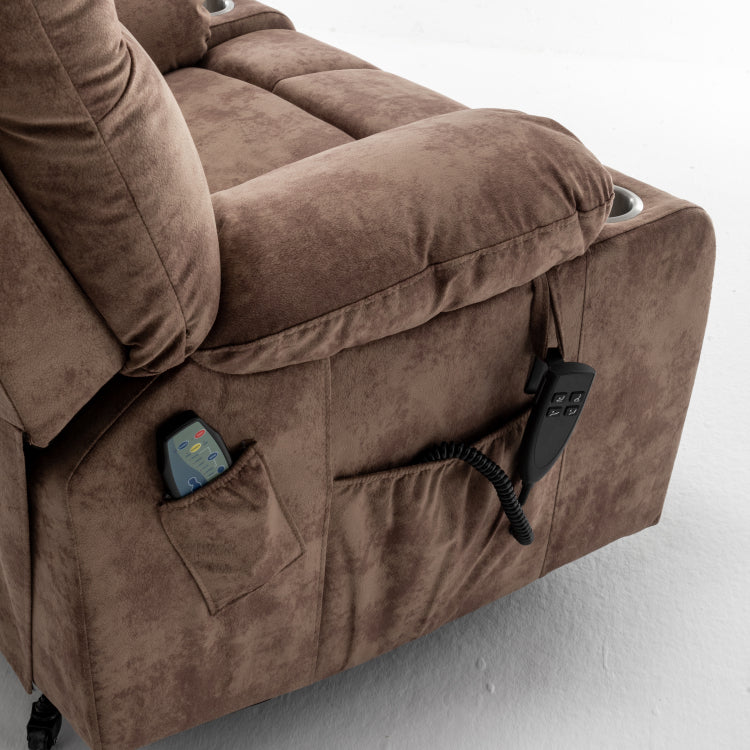 Lift Chair For Big And Tall Person With Inconvenient Legs: High Density Foam Lift Sofa With Heat And Massage, 2 Pockets, 2 Cup Holder, 2 Remote, 2 Okin Motor