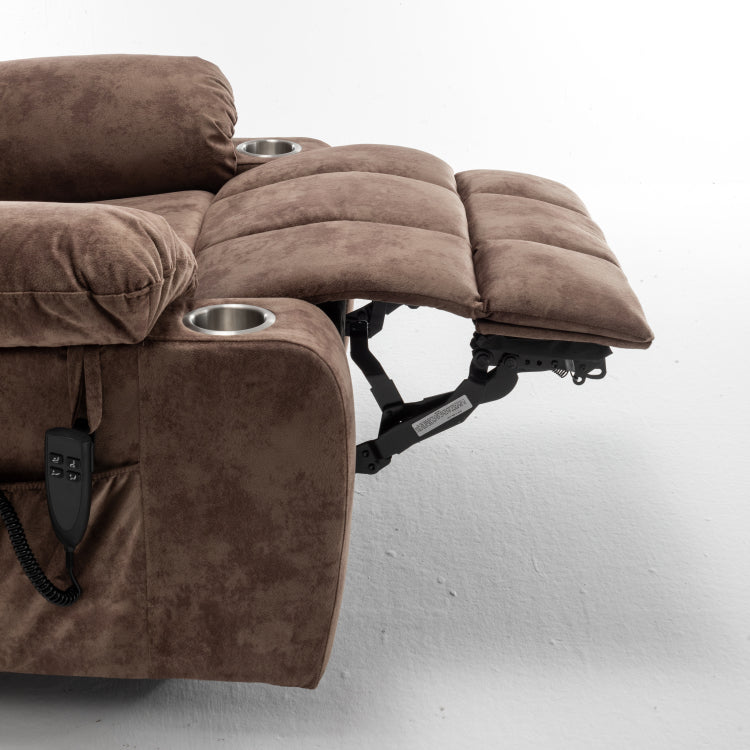 Lift Chair For Big And Tall Person With Inconvenient Legs: High Density Foam Lift Sofa With Heat And Massage, 2 Pockets, 2 Cup Holder, 2 Remote, 2 Okin Motor