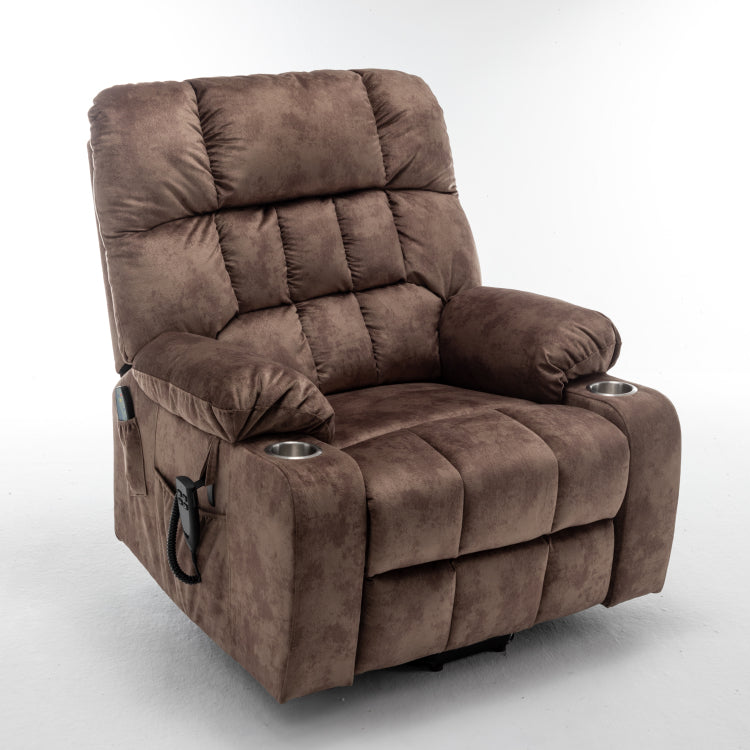 Lift Chair For Big And Tall Person With Inconvenient Legs: High Density Foam Lift Sofa With Heat And Massage, 2 Pockets, 2 Cup Holder, 2 Remote, 2 Okin Motor