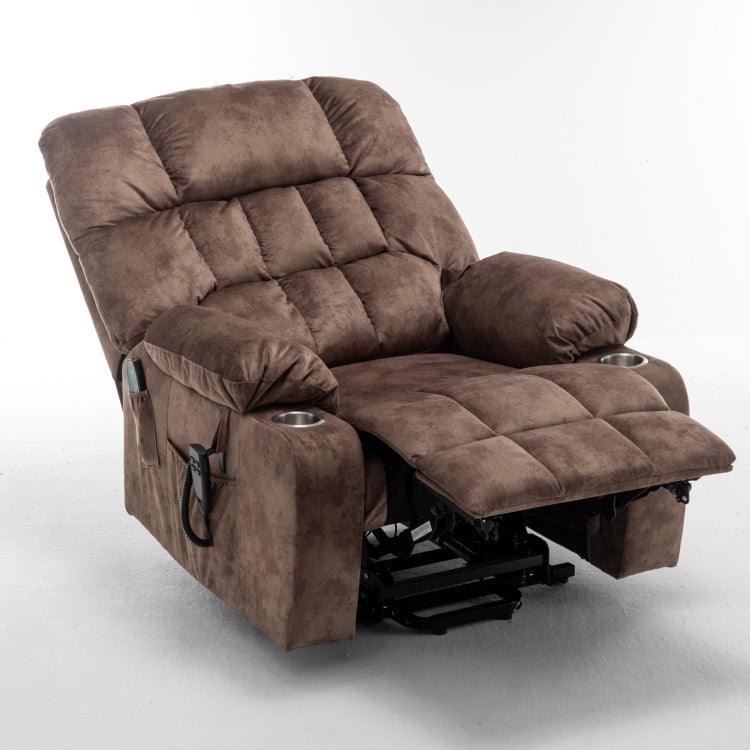 Lift Chair For Big And Tall Person With Inconvenient Legs: High Density Foam Lift Sofa With Heat And Massage, 2 Pockets, 2 Cup Holder, 2 Remote, 2 Okin Motor