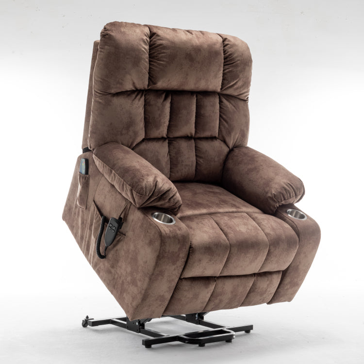 Lift Chair For Big And Tall Person With Inconvenient Legs: High Density Foam Lift Sofa With Heat And Massage, 2 Pockets, 2 Cup Holder, 2 Remote, 2 Okin Motor