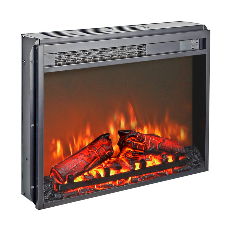 23 Inch Electric Fireplace Insert, Ultra Thin Heater With Log Set & Realistic Flame, Remote Control With Timer, Overheating Protection