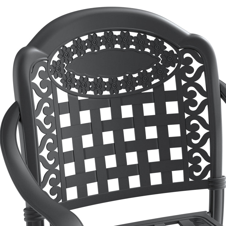 Cast Aluminum Patio Dining Chair 4Pcs With Black Frame And Blue Cushions Same Sku: W1710P166056