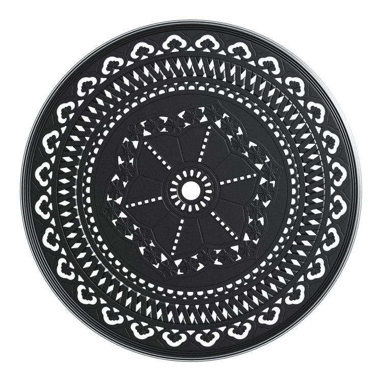 39.37 Inch Cast Aluminum Patio Dining Table With Black Frame And Umbrella Hole