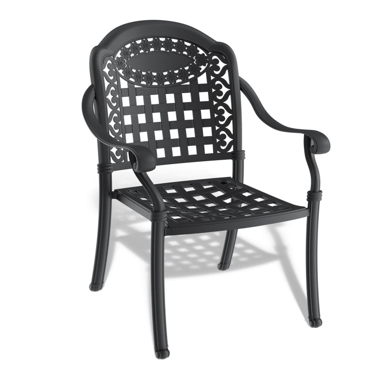 Cast Aluminum Patio Dining Chair 4Pcs With Black Frame And Blue Cushions Same Sku: W1710P166056