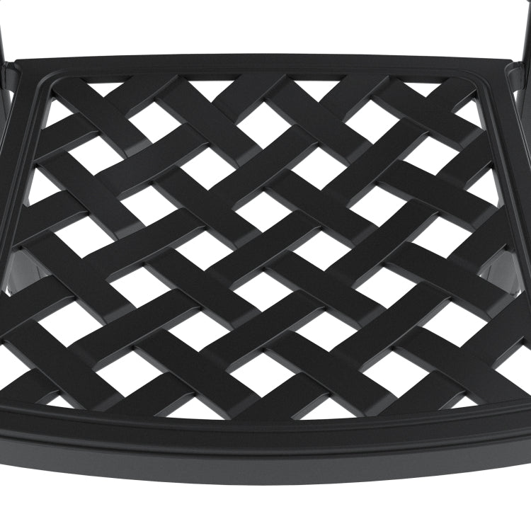 Cast Aluminum Patio Dining Chair 2Pcs With Black Frame And Red Cushions