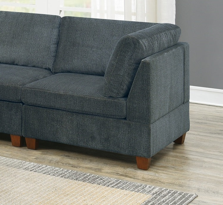 1Pc Corner Wedge Grey Chenille Fabric Modular Corner Wedge Sofa Living Room Furniture