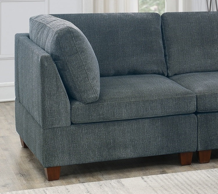 1Pc Corner Wedge Grey Chenille Fabric Modular Corner Wedge Sofa Living Room Furniture