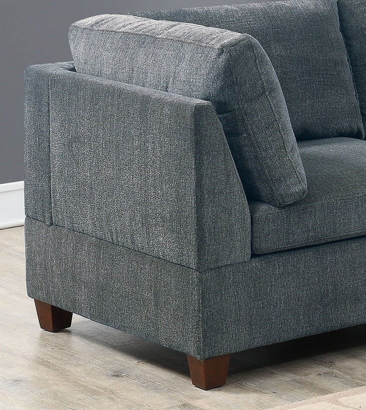 1Pc Corner Wedge Grey Chenille Fabric Modular Corner Wedge Sofa Living Room Furniture