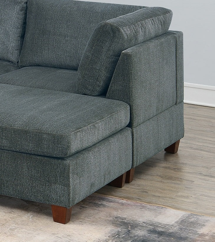1Pc Corner Wedge Grey Chenille Fabric Modular Corner Wedge Sofa Living Room Furniture