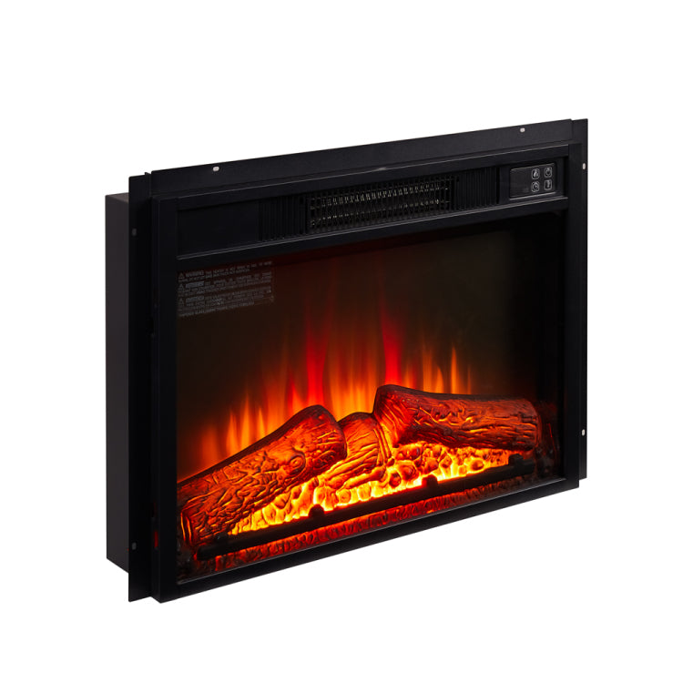 Electric Fireplace Insert 23" 1400W 120V ,Equipped With Remote Control, Ultra Thin Heater With Log Set & Realistic Flame Black