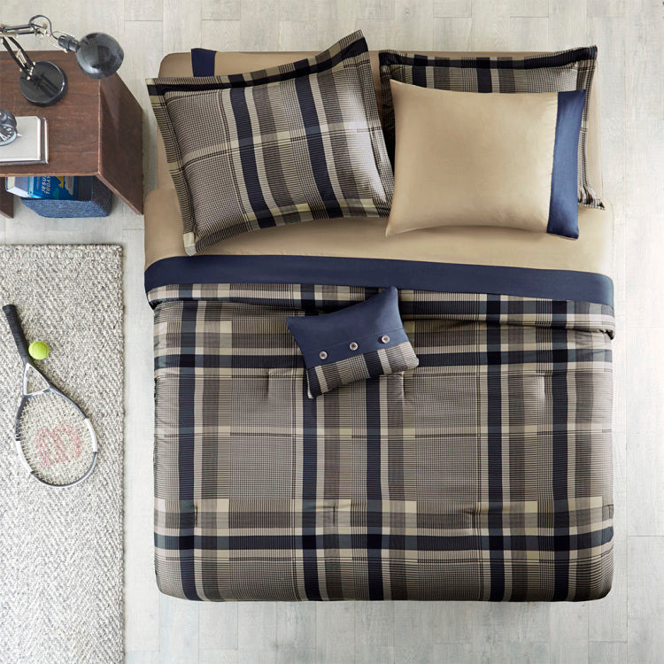 Twin Plaid Comforter Set With Bed Sheets